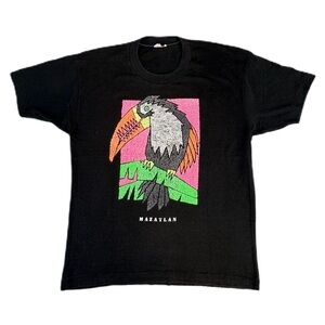 Vintage Mazatlan Mexico Sunset Toucan Nature Bird Black Graphic T-shirt